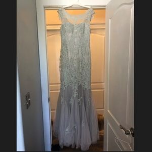 Grey and light green prom dress size 10